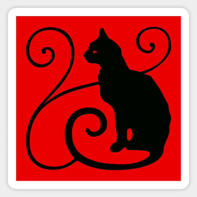 Black Cat - Witch Black Magic Cat Gothic Cat Design Sticker by ballhard